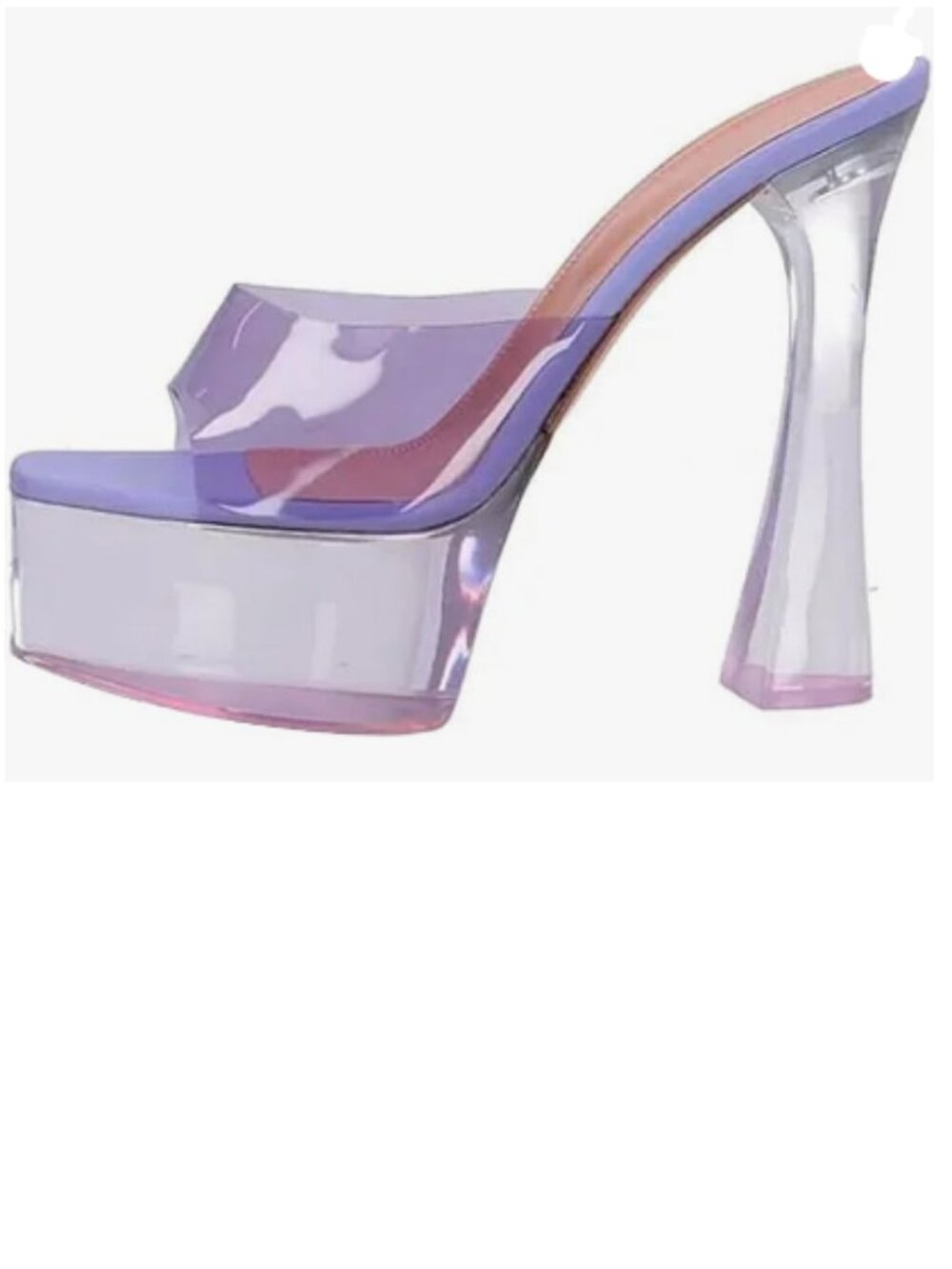 FSJ Lavender Clear Slip On Platform Heel Peep Open Toe Chunky High Heels Sandals